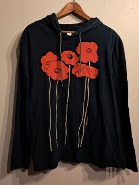 Marushka Hooded Long Sleeve Red Floral Poppy Print